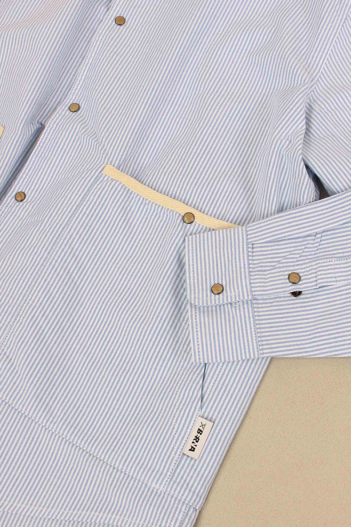 Giacca Camicia Riga Bianco/blu-8