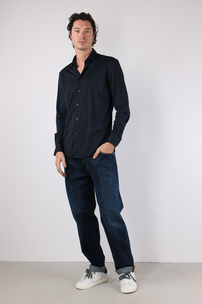 Camicia Tessuto Tecnico Blu Navy-4