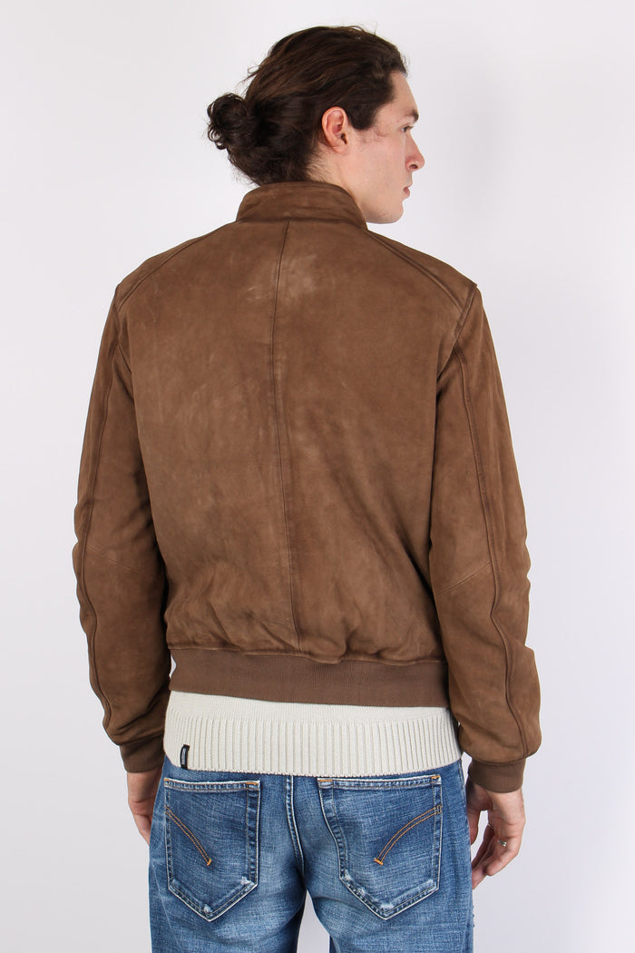 Giubbotto Bomber Scamosciato Brownish-3