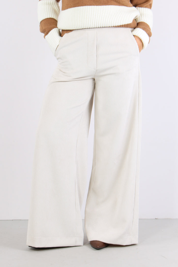 Pantalone Palazzo Largo Vellut Panna-2
