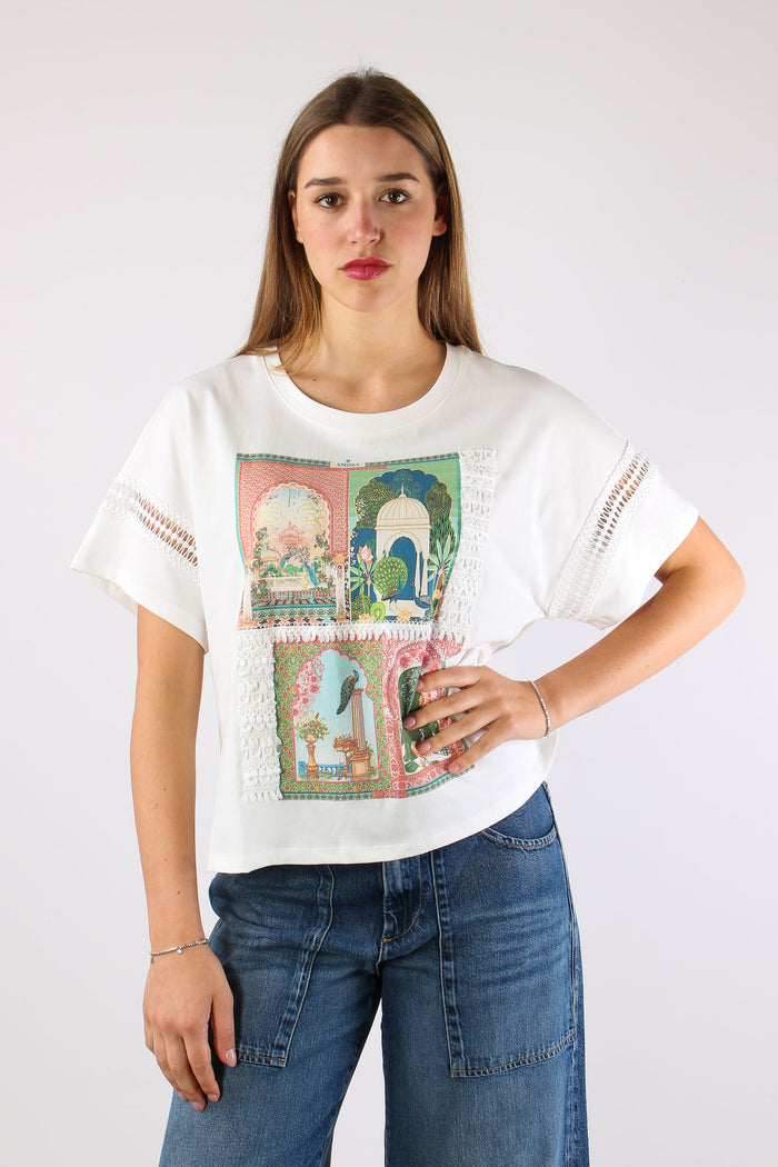T-shirt Multi Patch Bianco-4