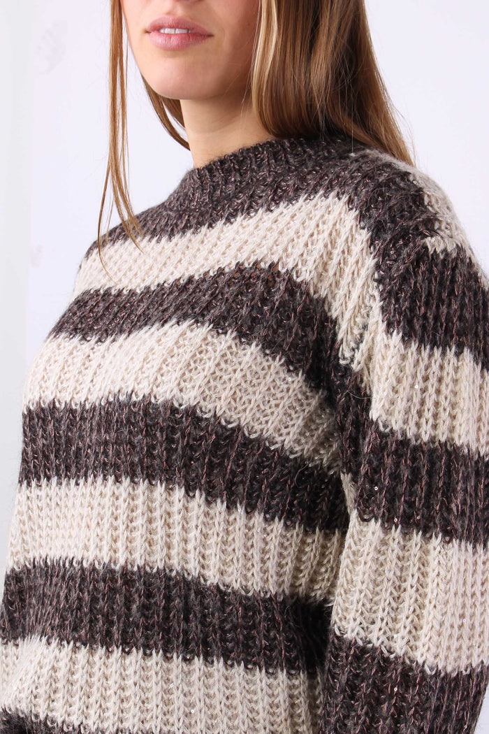 Maglia Riga Paillettes Panna/moro-8