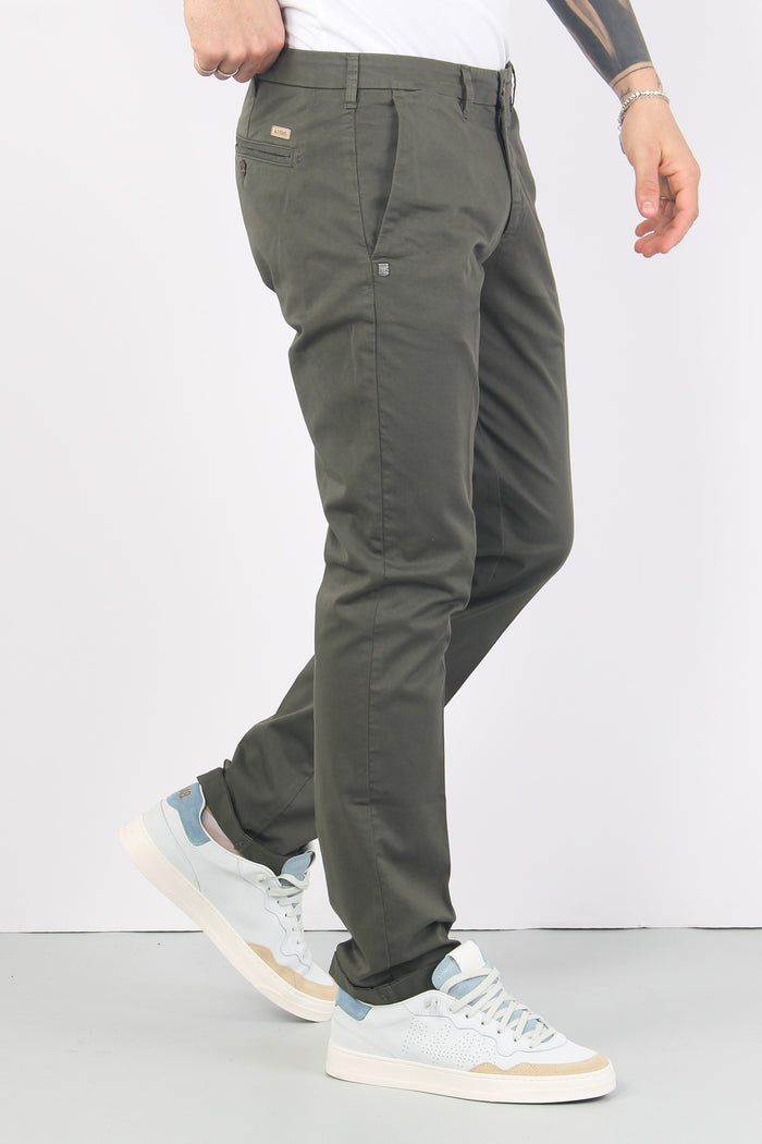 Pantalone Gabardina Basic Verde Militare-4