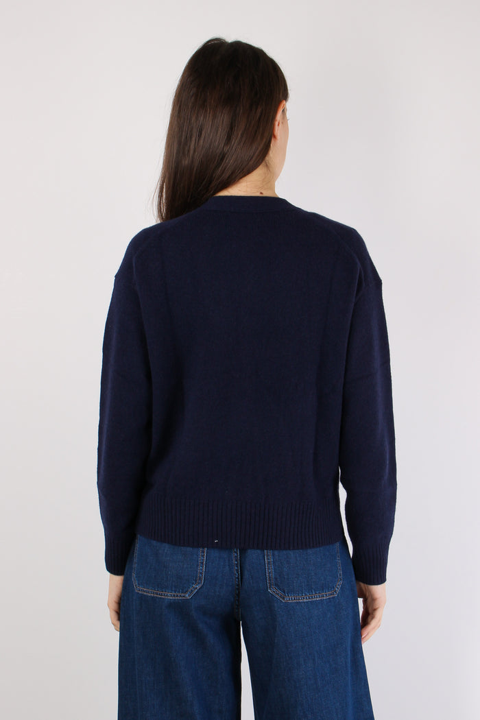 Cardigan Tasche Applicate Hunter Navy-4