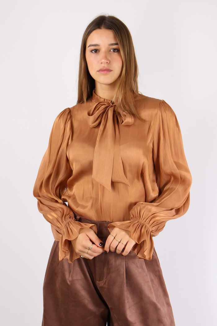 Camicia Fiocco Effetto Sfumato Miele-3