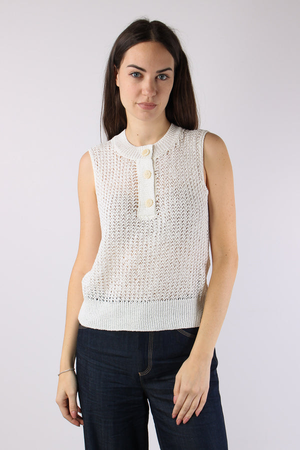 Gilet Cotone Traforato Bianco-2