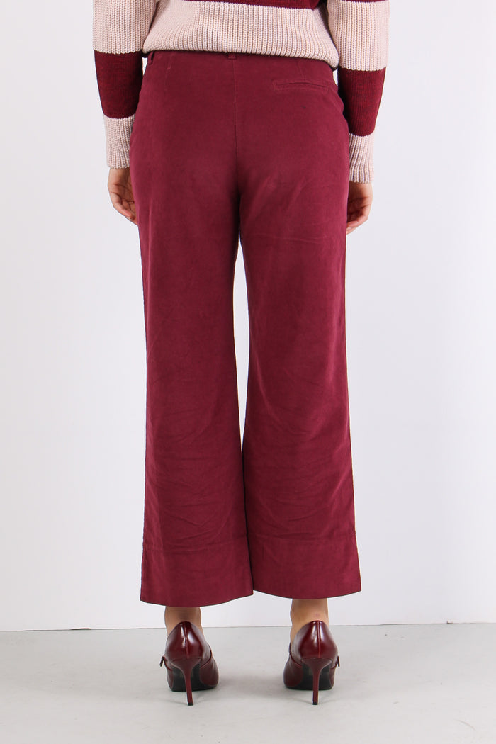Pantalone Cropped Velluto Mill Bordeuax-4