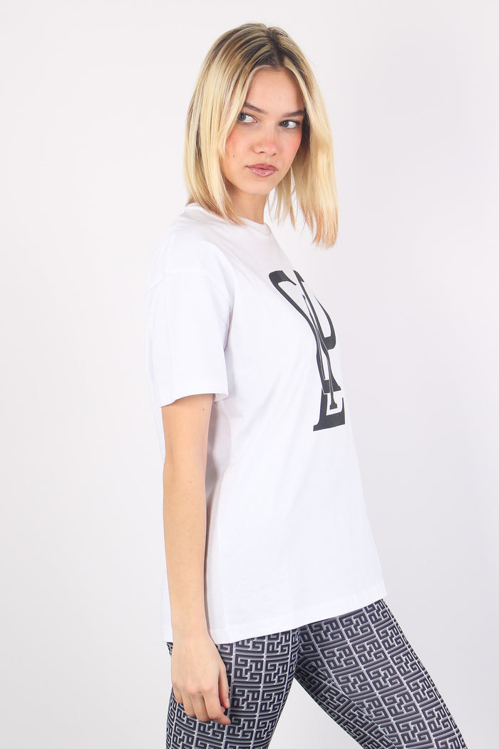 T-shirt Over Logo Bianco-4