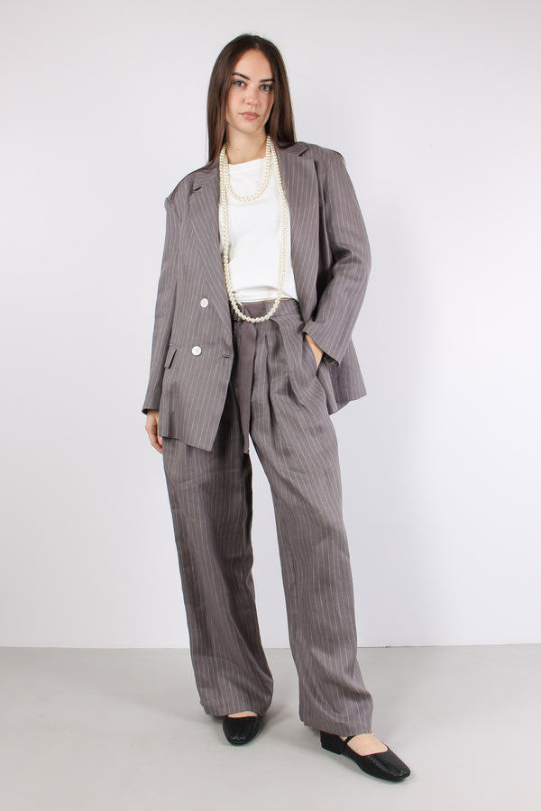 Pantalone Lino Gessato Grigio