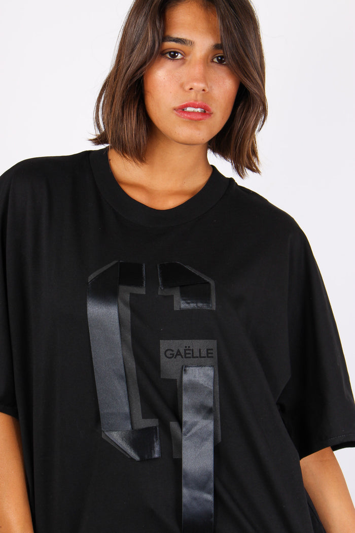 T-shirt Over Logo Nastro Nero-8