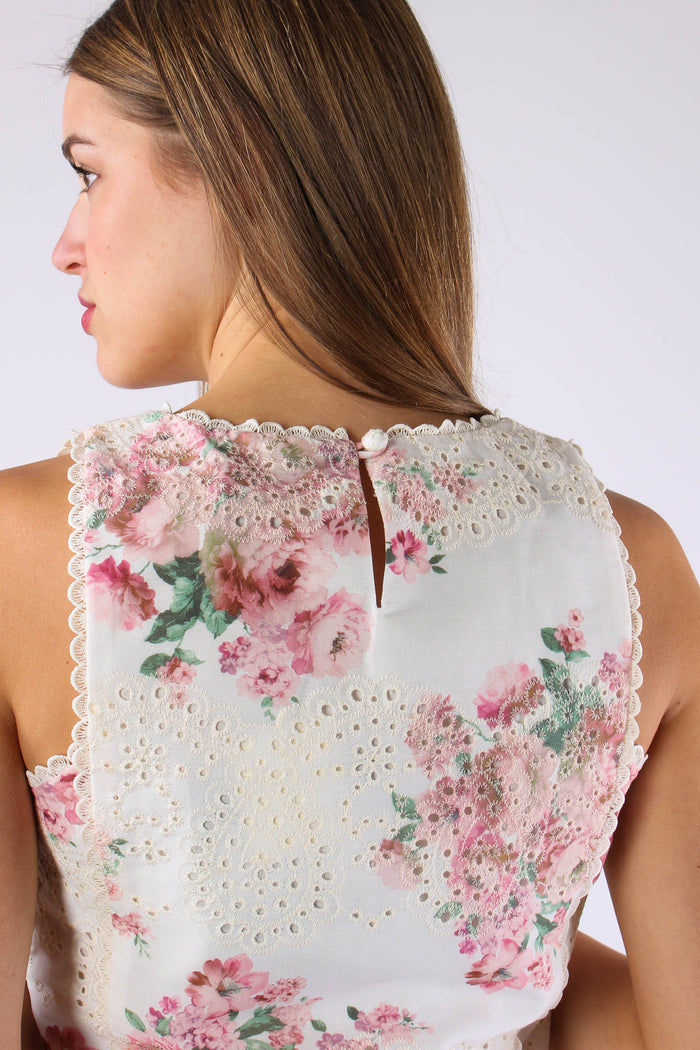 Top Sangallo Fantasia Fiori Bianco/rosa-8
