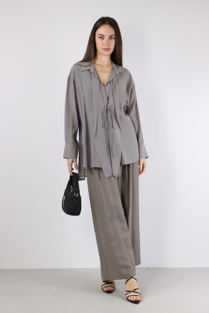 Camicia Collo Fiocco Grigio