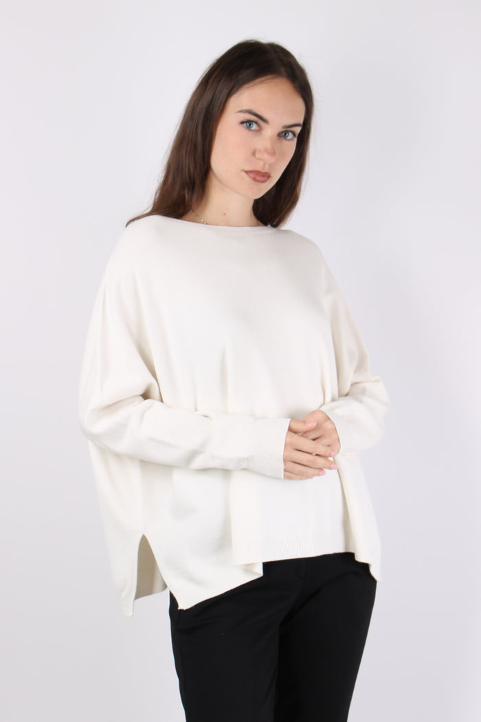 Maglia Girocollo Viscosa Off White-8