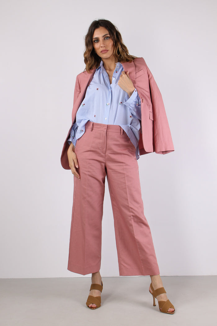 Butterfly Camicia Ricamo Fiori Bianco/azzurro-5