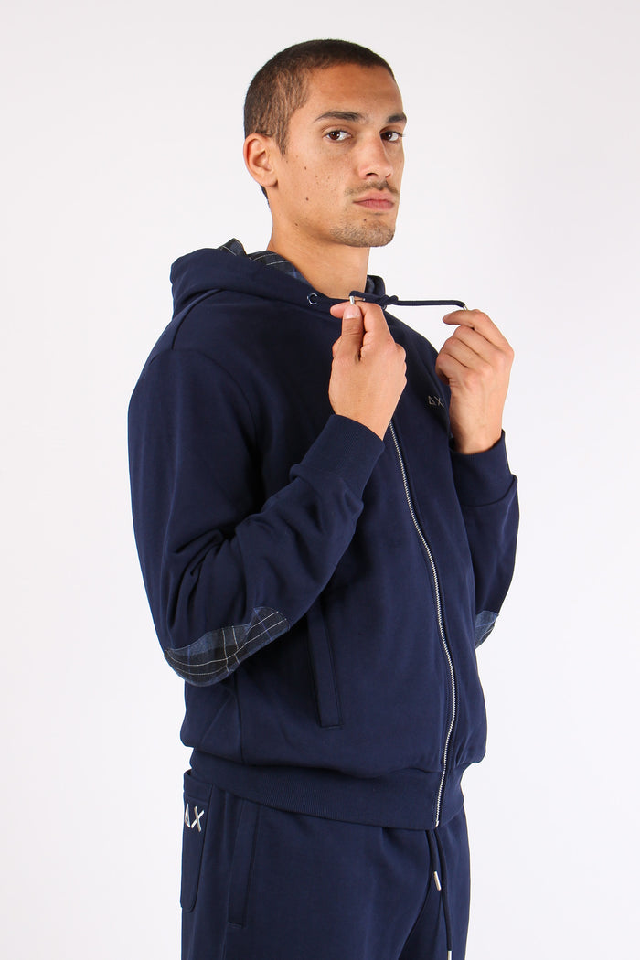 Felpa Zip Toppe Contrasto Navy Blue-2
