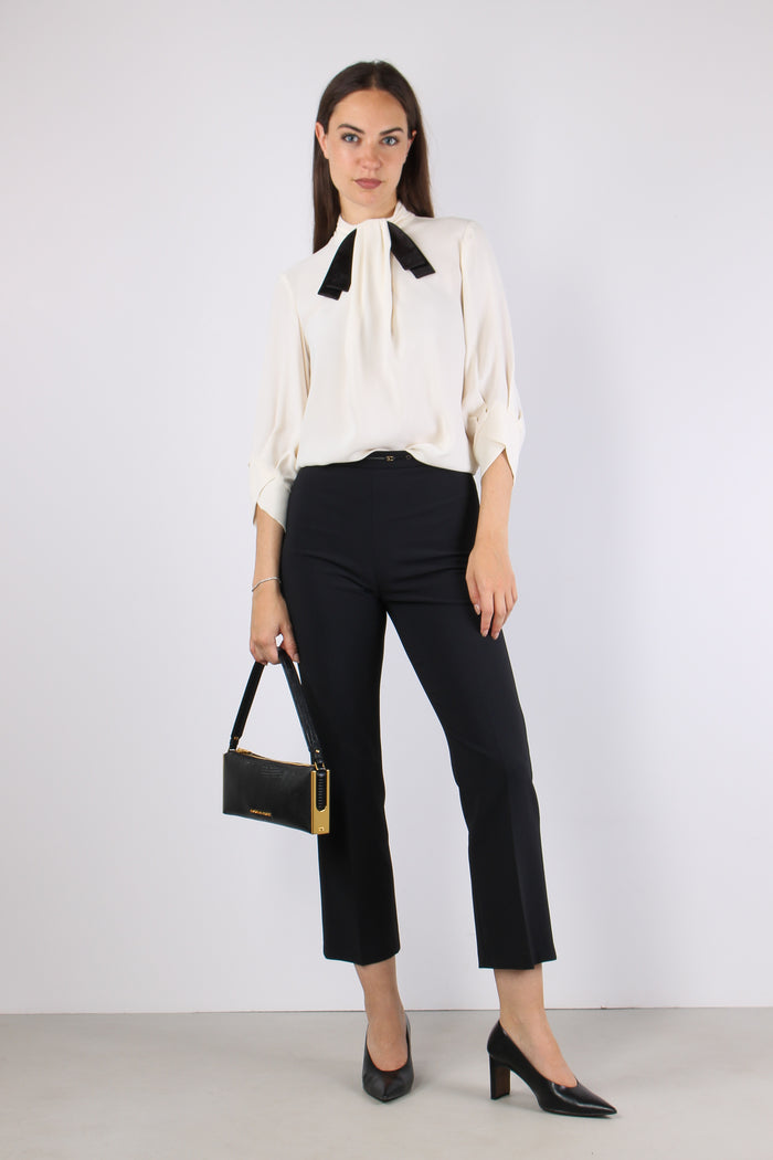 Blusa Georgette Cravatta Burro/nero