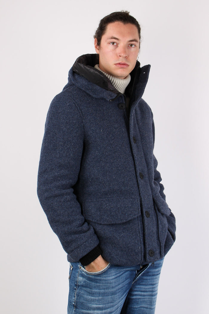 Cappotto Lana Boucle Navy Blue-6