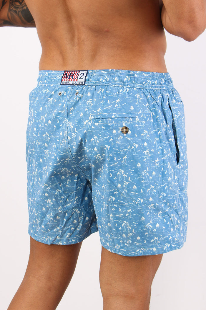 Costume Boxer Stretch Azzurro-7