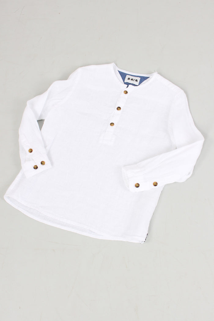 Camicia Coreana Lino Bianco-3