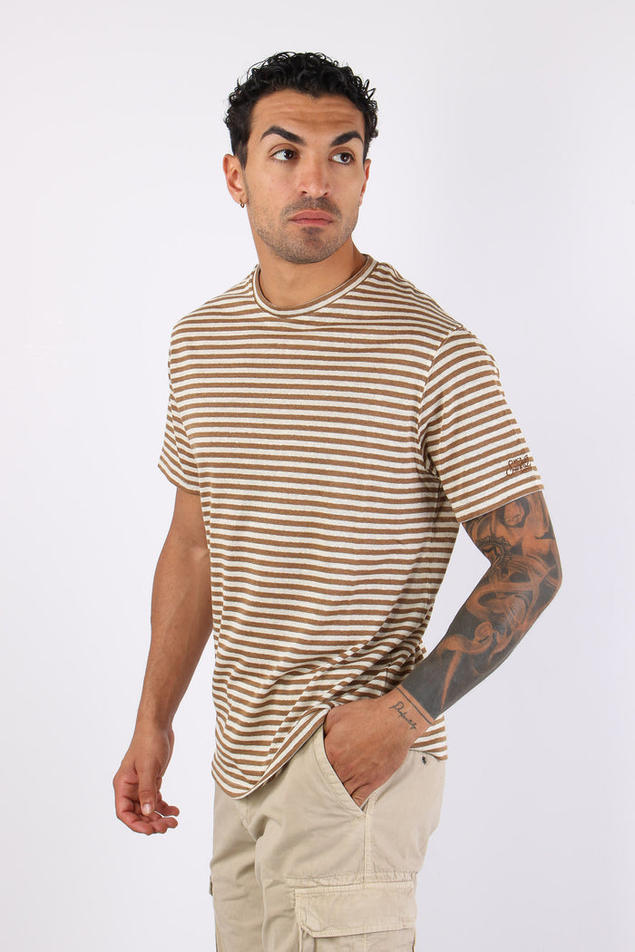 T-shirt Riga Misto Lino Beige/bianco-2