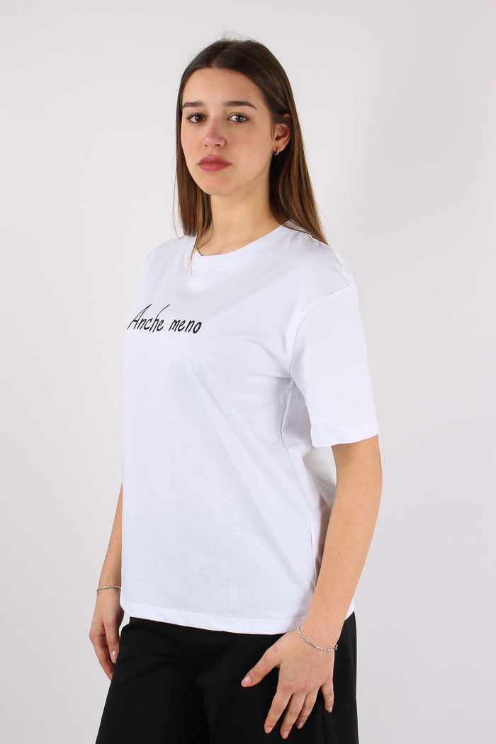 T-shirt Ricamo Anche Meno Bianco-4