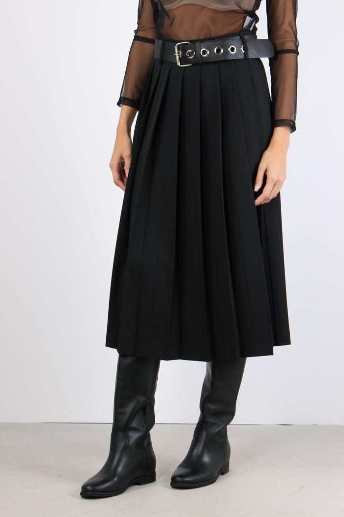 Gonna Midi Pieghe Nero-5