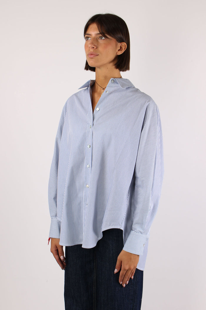 Camicia Over Bastoncino Bianco/azzurro-3