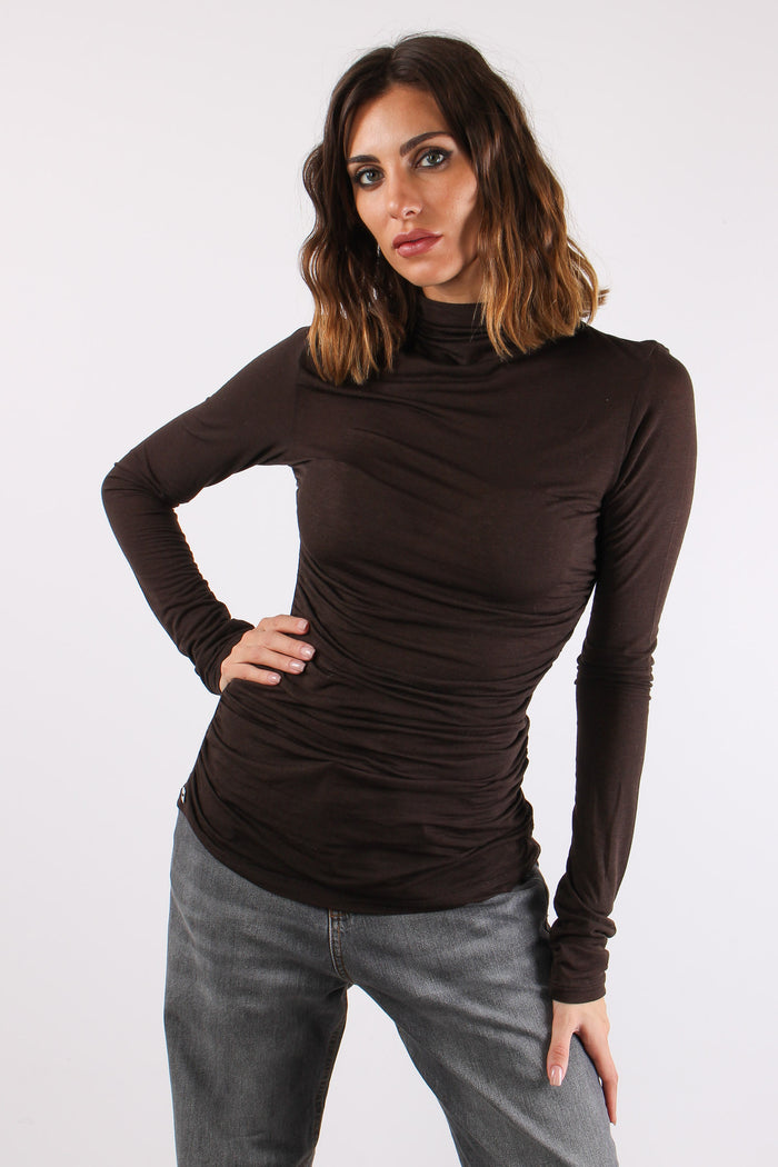 T-shirt Collo Alto Leggera Potting Soil-2