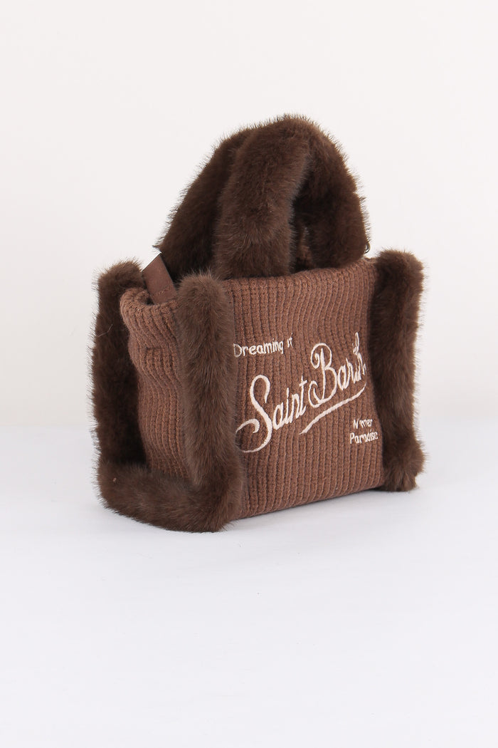 Borsa Mano Costine Pelliccia Brown-6