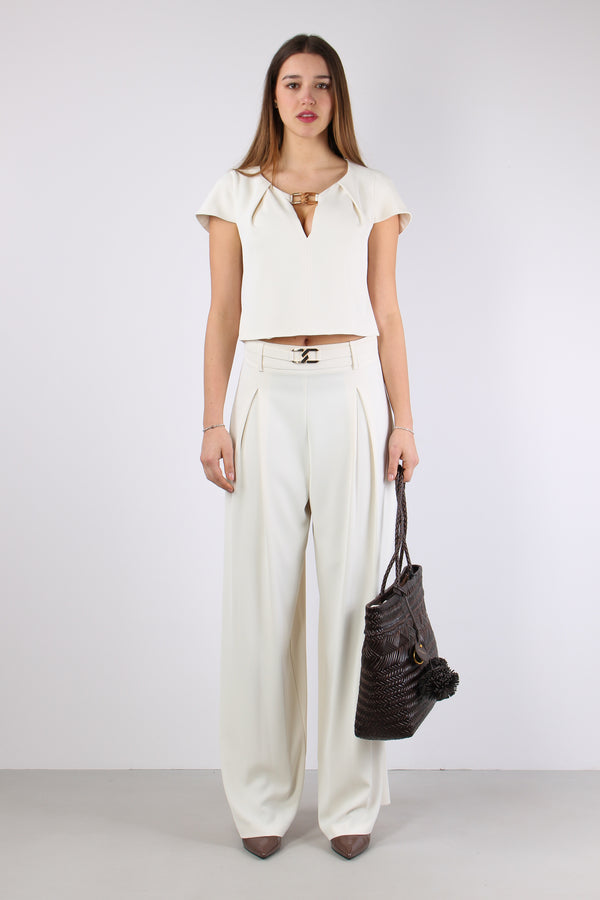 Rojer Pantalone Fluido Pences Ivory