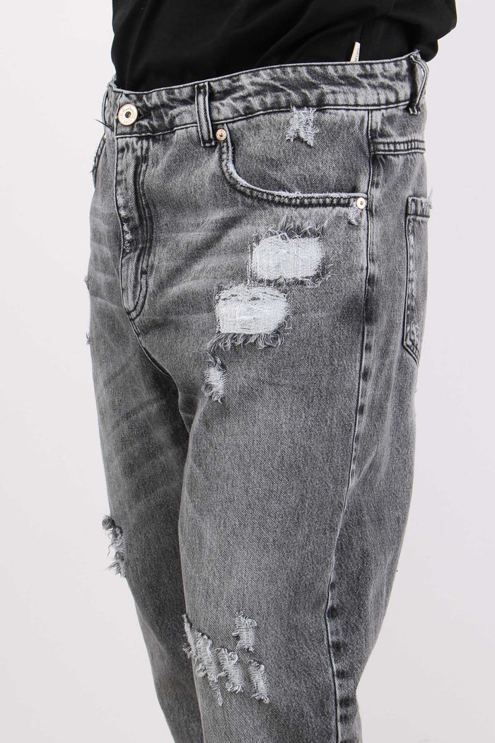 Denim Cropped Rotture Nero-7