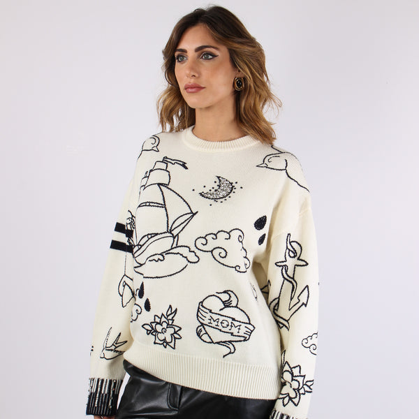 Andros Maglia Ricami Bianco/blu-2