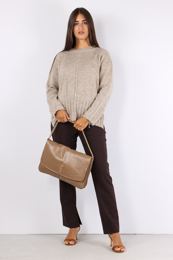 Idraz Maglia Retro Fondo Lurex Creme Brule