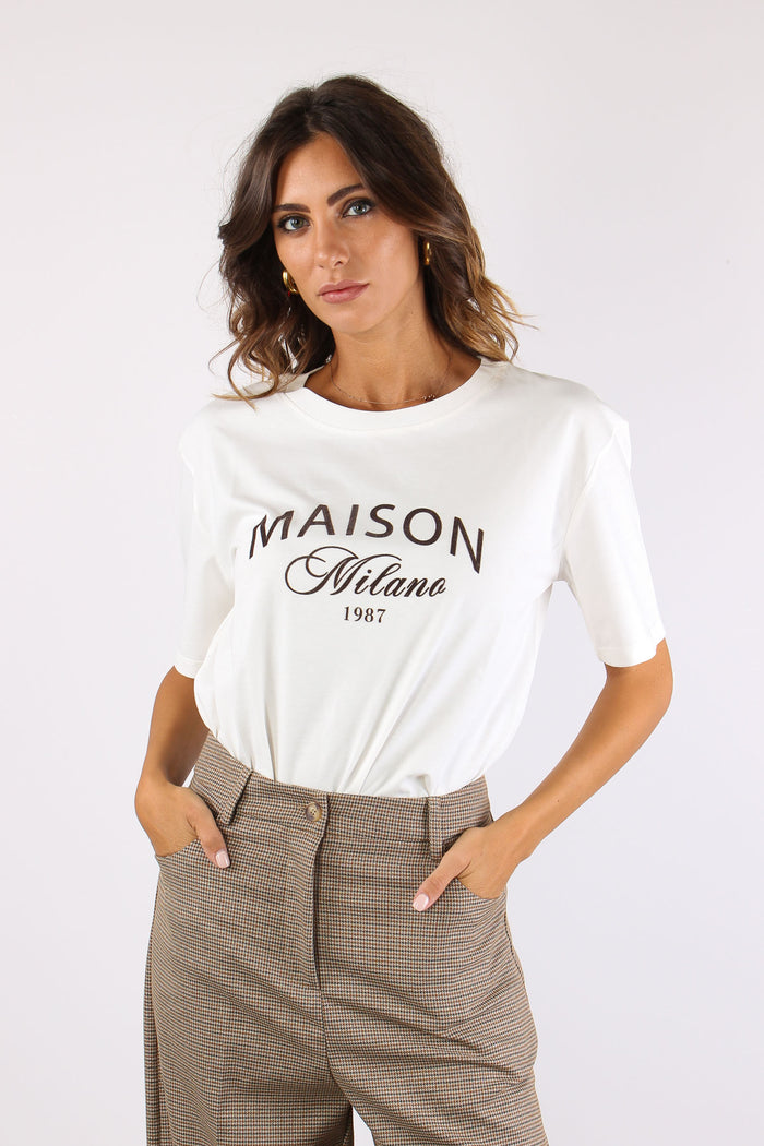 T-shirt Maison Milano Floccata Panna-5