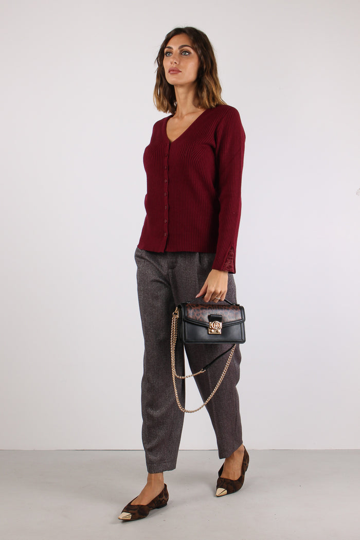 Cardigan Costina Pizzo Manica Bordeaux-4