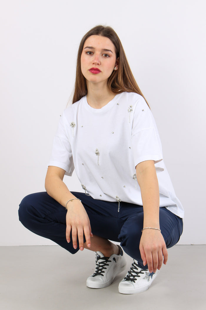 T-shirt Applicazione Fiore Cri Bianco-9