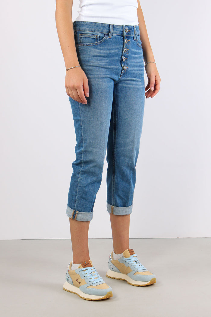 Koons Denim Stretch Bottone Gioiello Denim Scuro-10