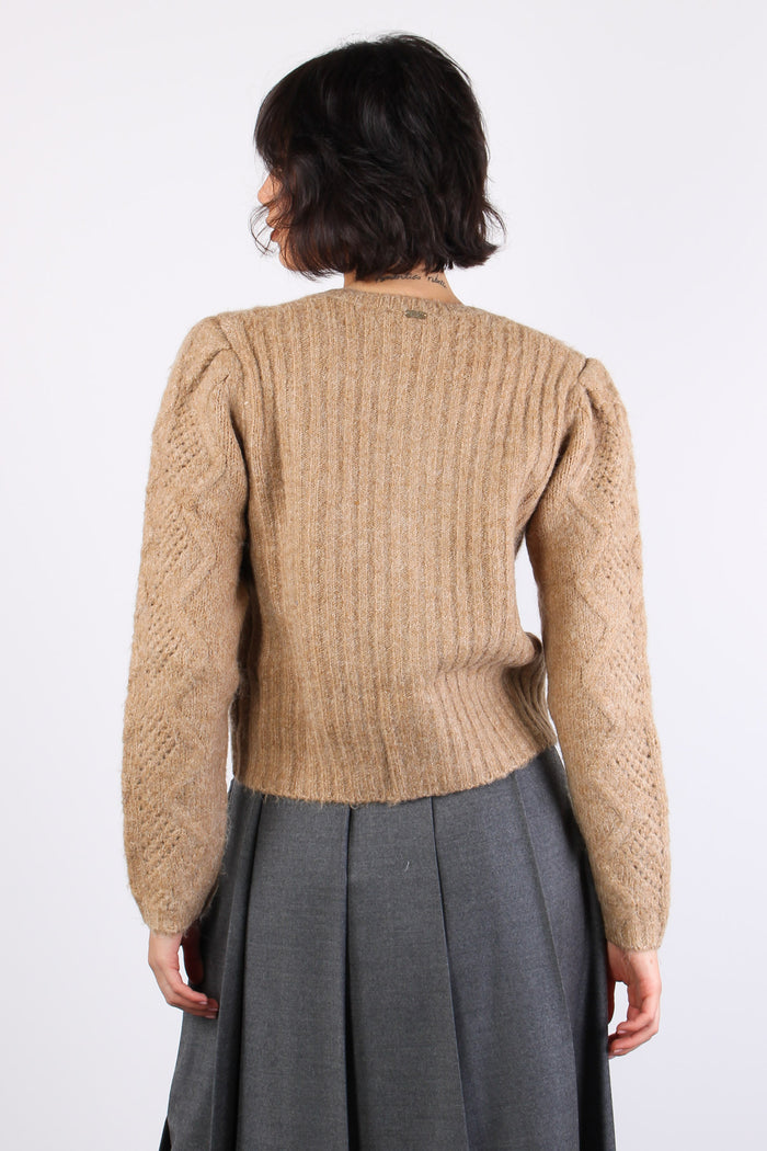 Cardigan Corto Pietre Cammello-3