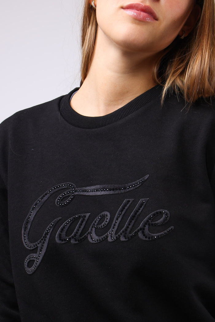Felpa Cotone Logo Strass Nero-10