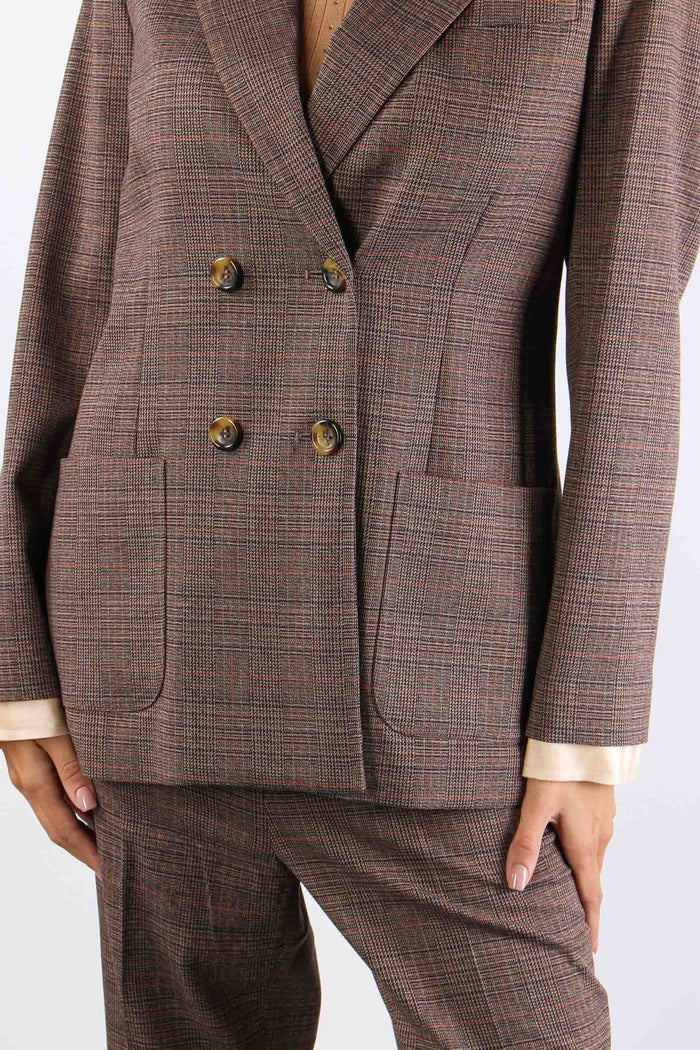 Giacca Doppiopetto Manica Camicia Tartan-8