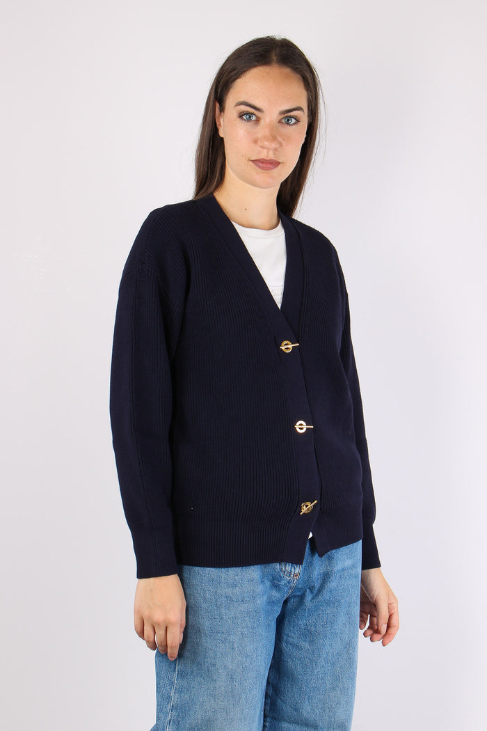 Cardigan Bottoni Gioiello Blu Notte-6