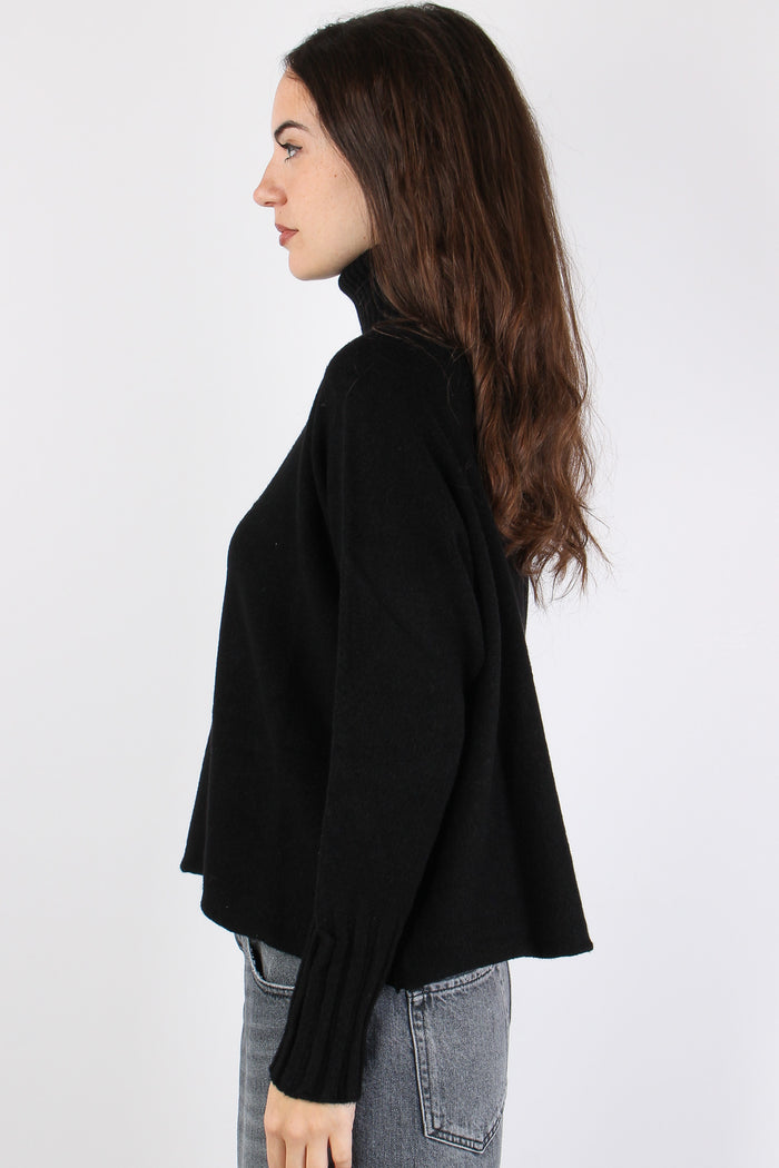 Maglia Collo Alto Viscosa Nero-10