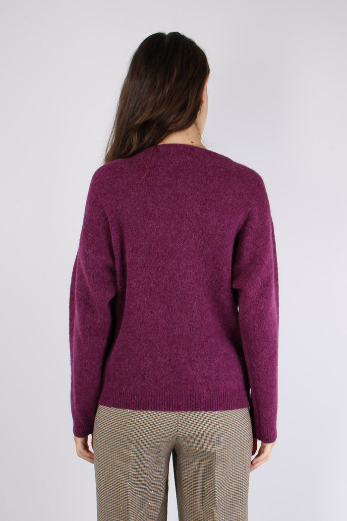 Maglia Over Applicazione Rose Wine-6