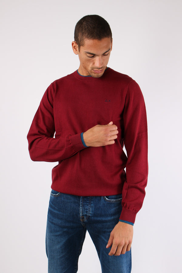 Maglia Misto Lana Profilo Coll Bordeaux-2