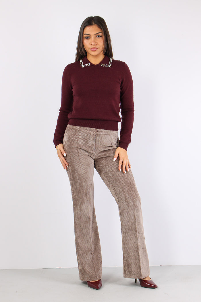 Pantalone Velluto Gamba Dritta Tortora-5