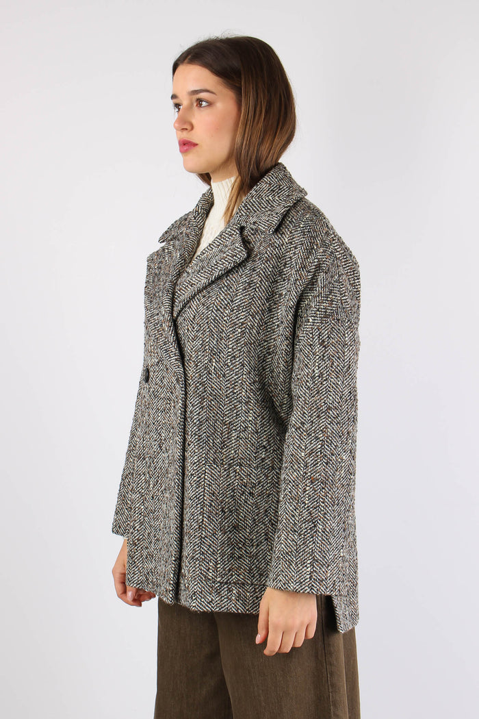 Cappotto Svasato Resca Lurex Moro/panna-5