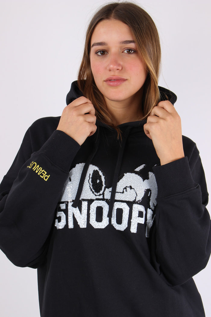 Felpa Cappuccio Snoopy Strass Nero-3
