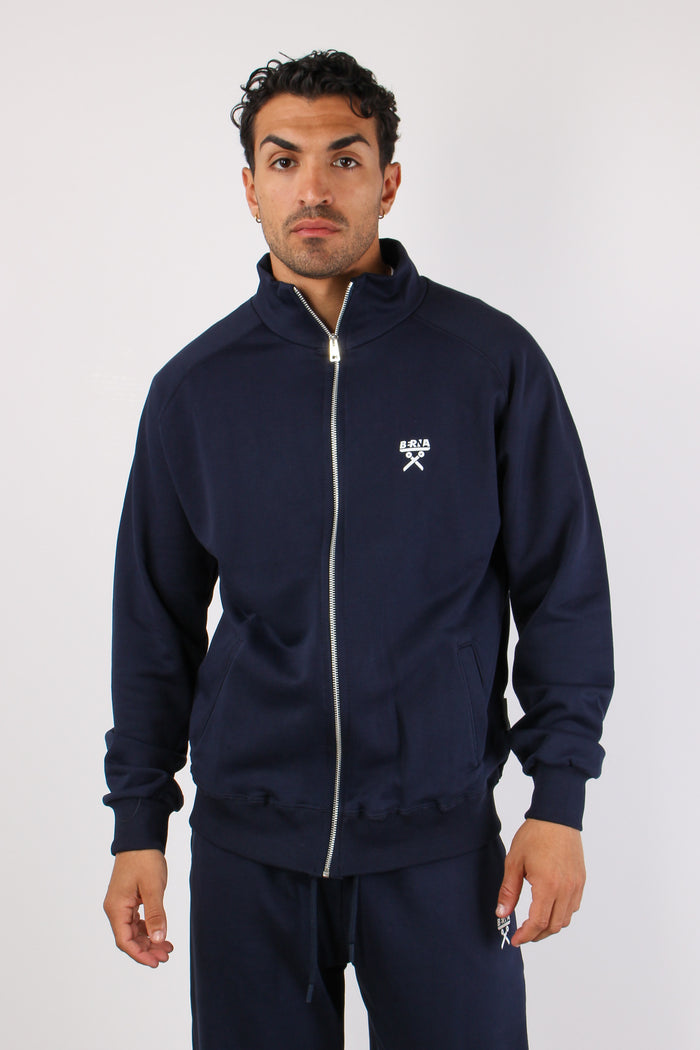 Felpa Zip Collo In Piedi Blu-3