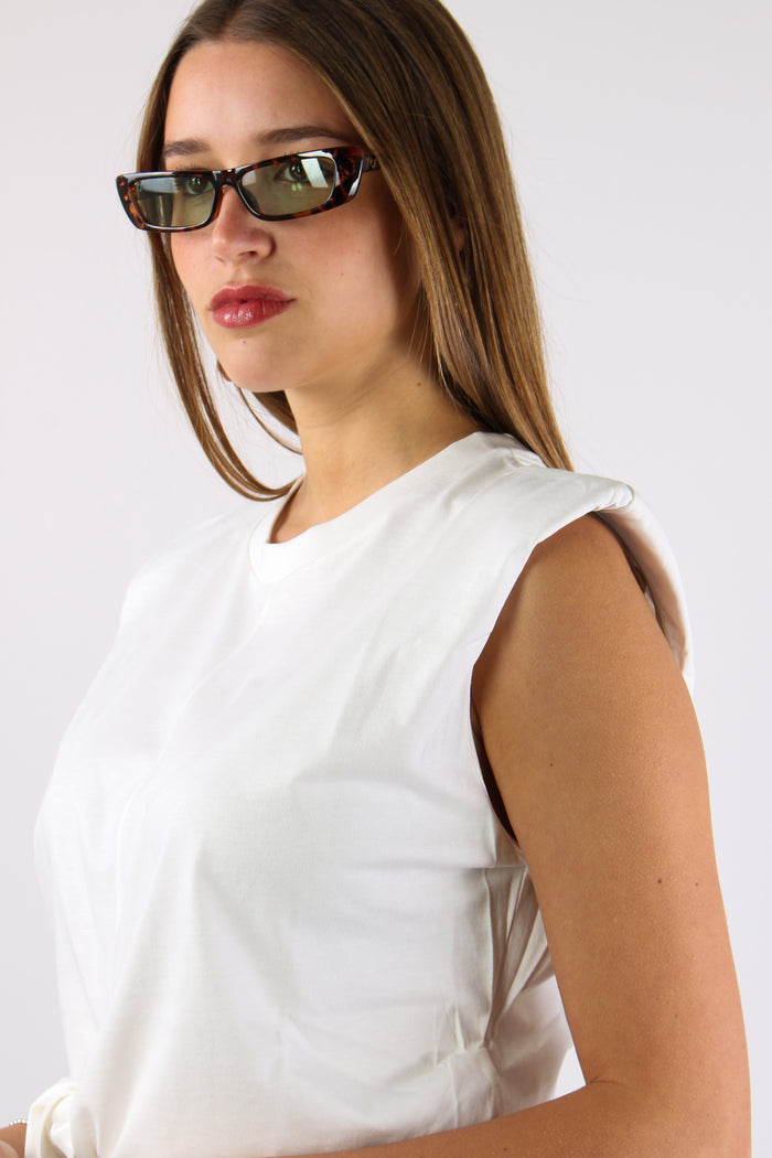 T-shirt Nodo Spalline Bianco-5