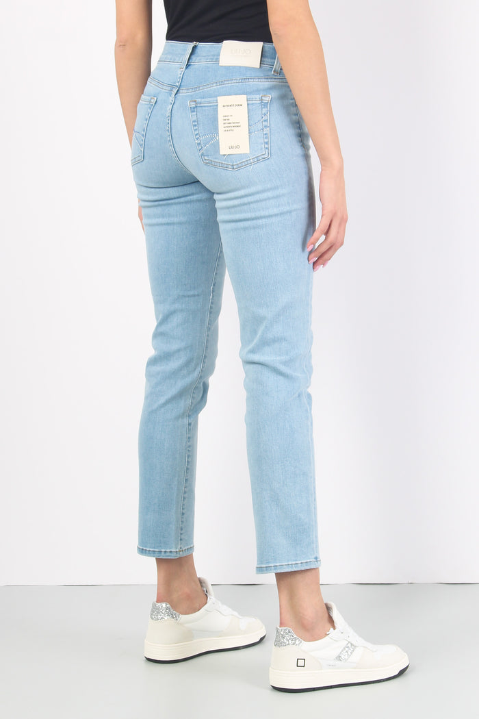 Jeans Authentic Crpped Denim Chiaro-8